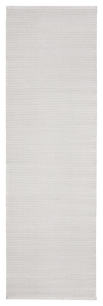 Dash & Albert Herringbone Grey/White Handwoven Indoor/Outdoor Rug, 2'6" x 8'