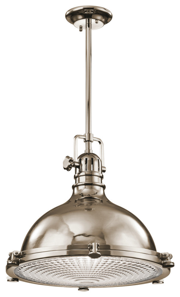 Kichler 2691PN One Light Pendant, Polished Nickel Finish