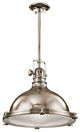 Kichler 2691PN One Light Pendant, Polished Nickel Finish