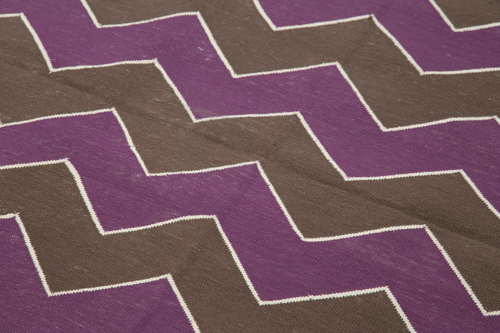 Rug N Carpet - Handmade Wool 3' 7'' x 5' 5'' Modern Design Dhurrie Kilim Rug