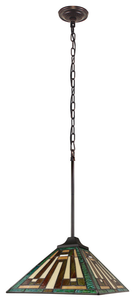 Firman Tiffany 1-Light Mission Ceiling Pendant 12" Shade