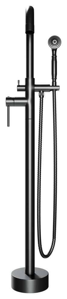 CastelloUSA Neptune Freestanding Tub Filler Faucet, Matte Black, Float Handle