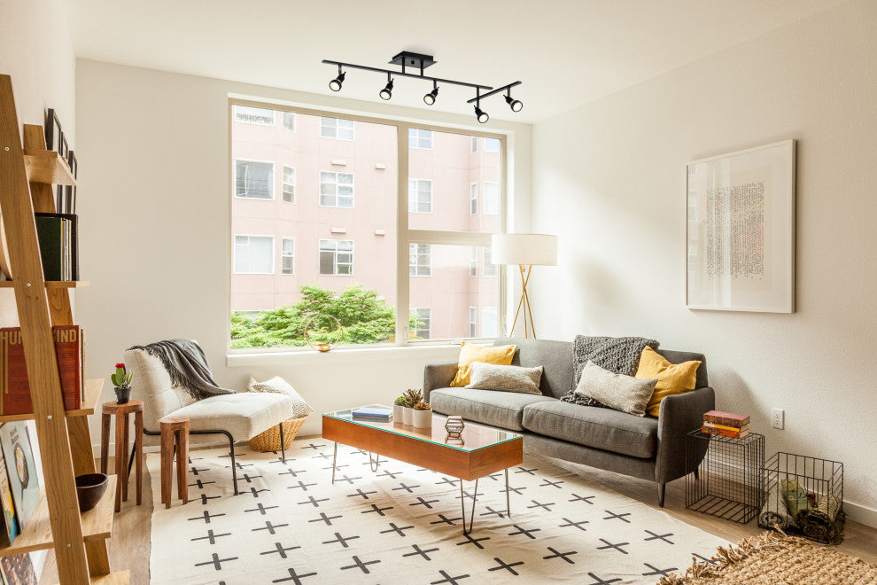 Viper, 5-Light LED Semi-Flush With Articulating Arm, Black, Replaceable LED