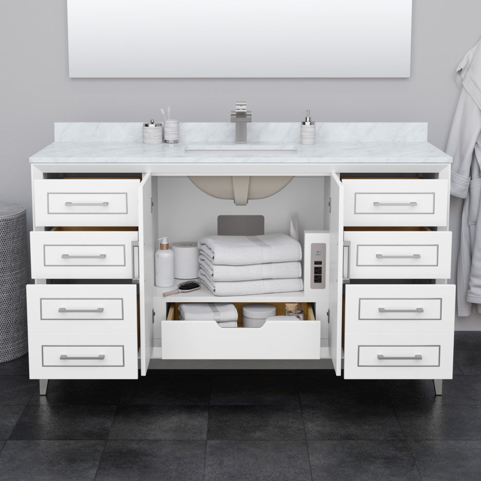Marlena 60" Single Vanity, Top, Black Trim