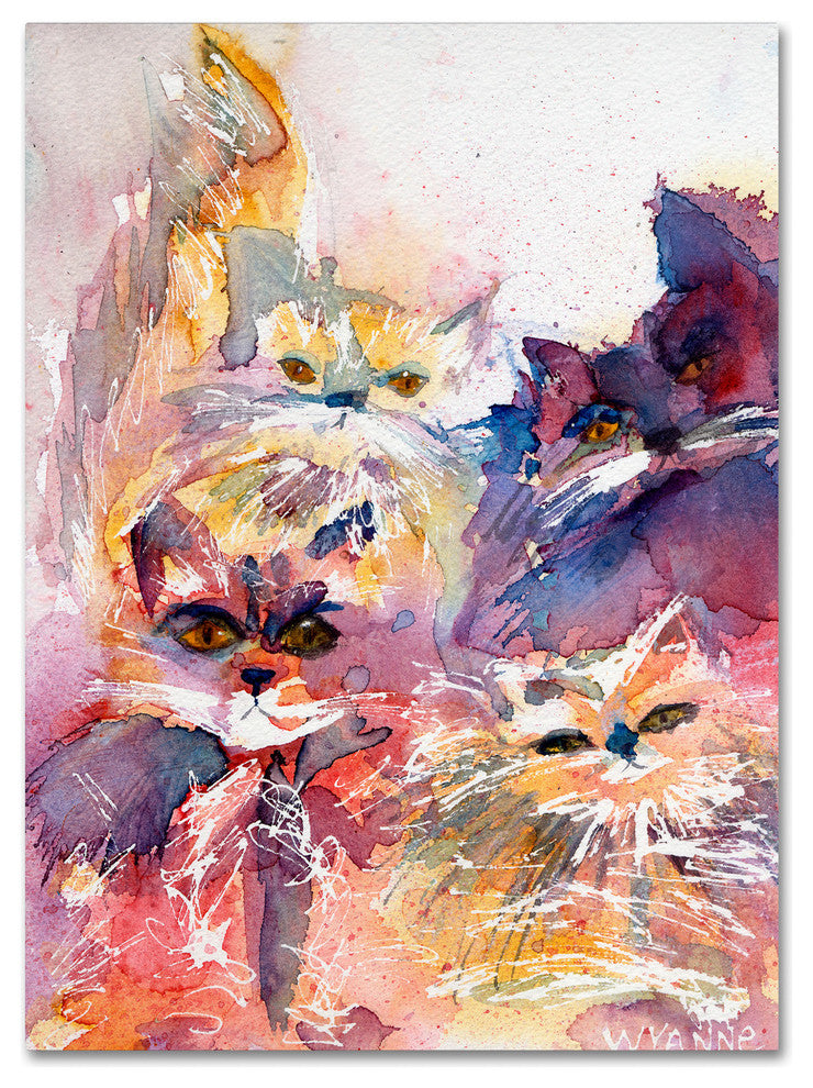 Wyanne 'Four Kitties' Canvas Art, 24"x18"