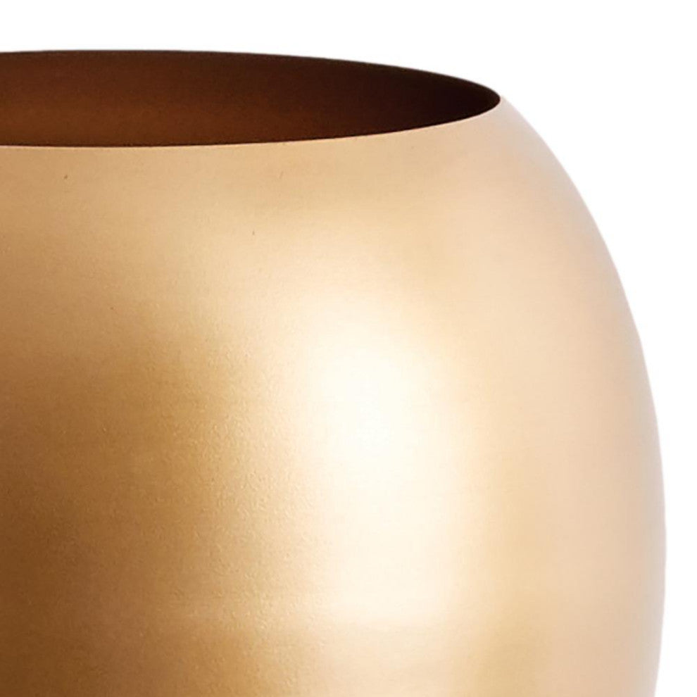 Modern Minimalist Gold Sphere Metal Wall Planter Round Brass Finish 10 in