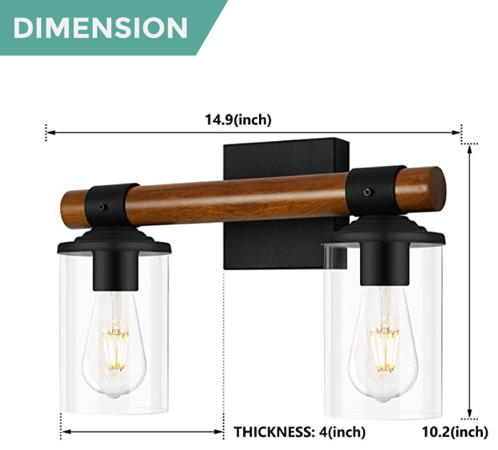2-Light rustic bathroom light fixtures Farmhouse rustic vanity lights