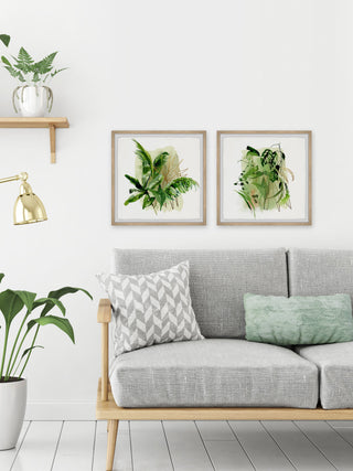 Glowing Greens Diptych, 2-Piece Set, 24x24 Panels