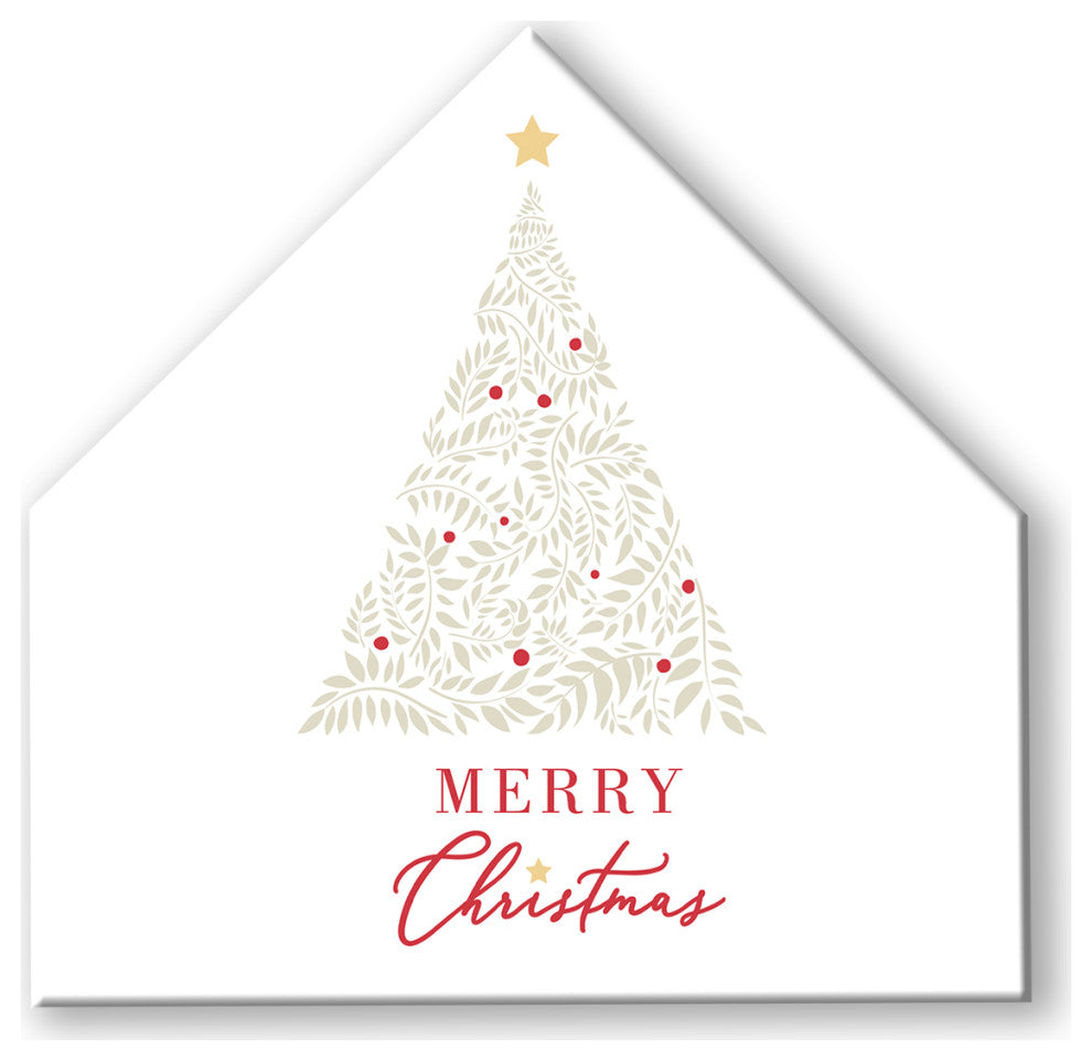 Leafy Christmas Tree 12x12 House Shaped Canvas