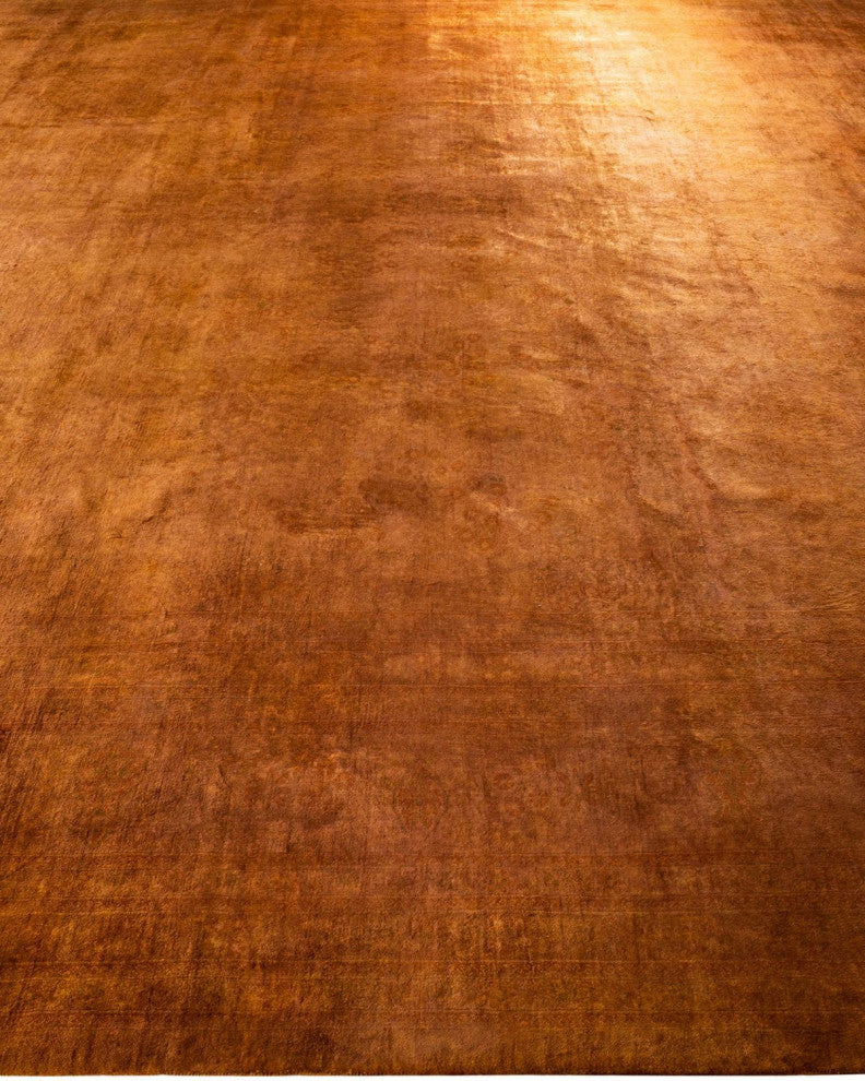 Overdyed, One-of-a-Kind Hand-Knotted Area Rug Gold, 12'3"x15'5"
