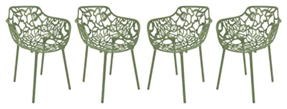 LeisureMod Modern Devon Aluminum Chair, Set of 4