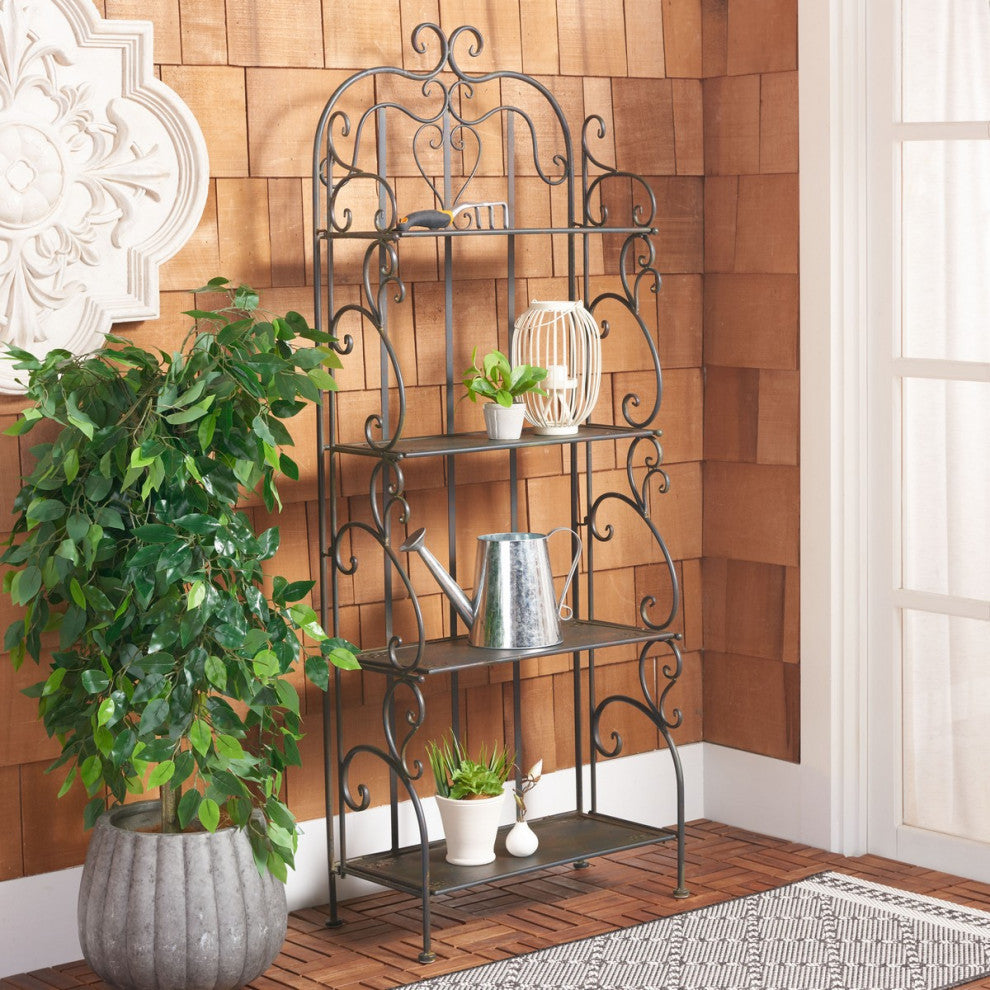 Safavieh Tyrique 4 Tier Shelf Unit, Black Rust