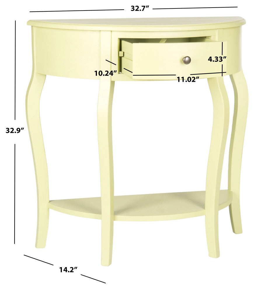 Safavieh Jan Demilune Small Console Table, Split Pea