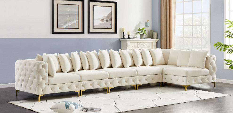 Tremblay Modular Sectional, Cream, L-Shaped, 6-Piece: Armless (4), Corner (2)