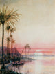 Tile Mural Sunset By Charles theodore Frere Palms River Lake Boat Ceramic, Matte