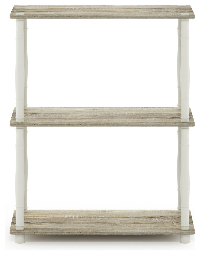 3-Tier Compact Shelf Display Rack With Classic Tube, Sonoma Oak/White