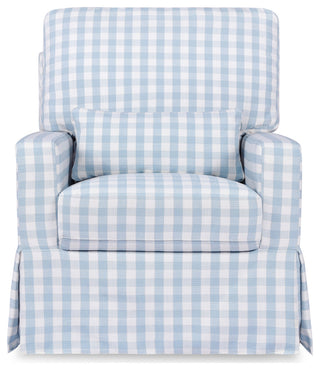 Crawford Pillowback Comfort Swivel Glider, Blue Gingham