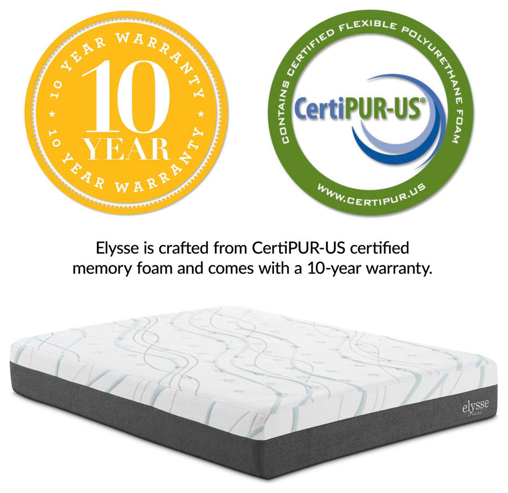 Elysse King CertiPUR-US Certified Foam 12" Gel Infused Hybrid Mattress, White