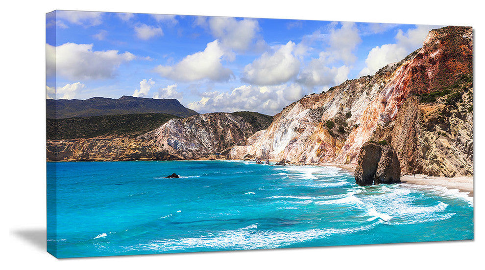 Greek Islands Scenic Beaches, Landscape Canvas Art Print, 60"x28"