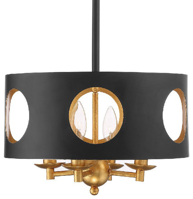 Crystorama Lighting Group ODE-700 Odelle 4 Light 14"W Pendant / - Black /