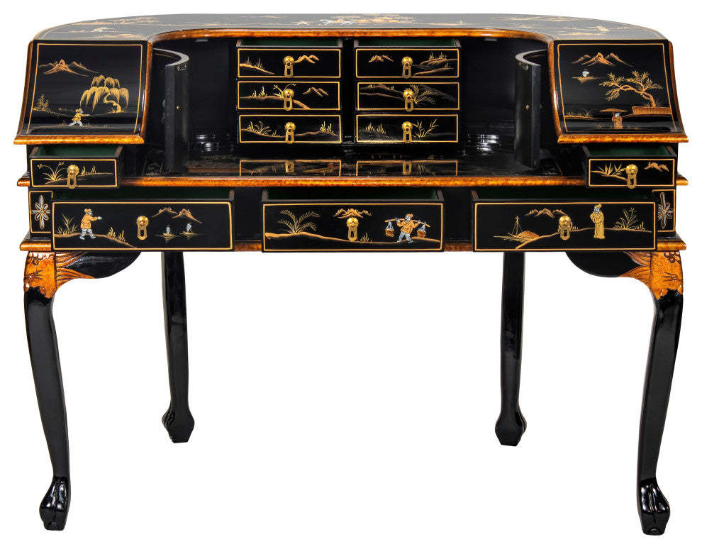Black Lacquer Desk With Chair Landscape