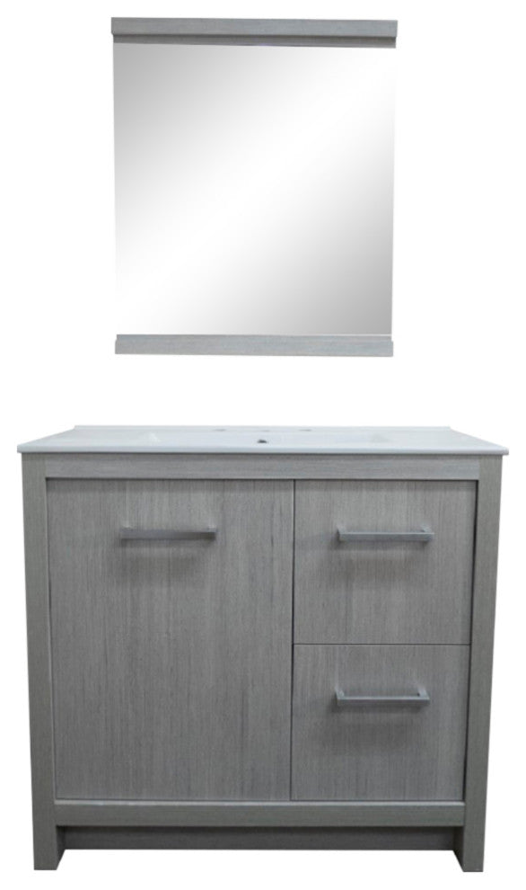 36" Single Sink Vanity With Gray Pine Finish