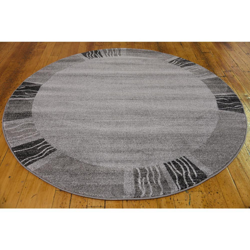 Rug Unique Loom Del Mar Light Gray Round 6' 0 x 6' 0