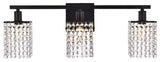 Phillip 3-Light Bath Sconce, Black With Clear Crystals