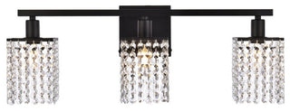 Phillip 3-Light Bath Sconce, Black With Clear Crystals