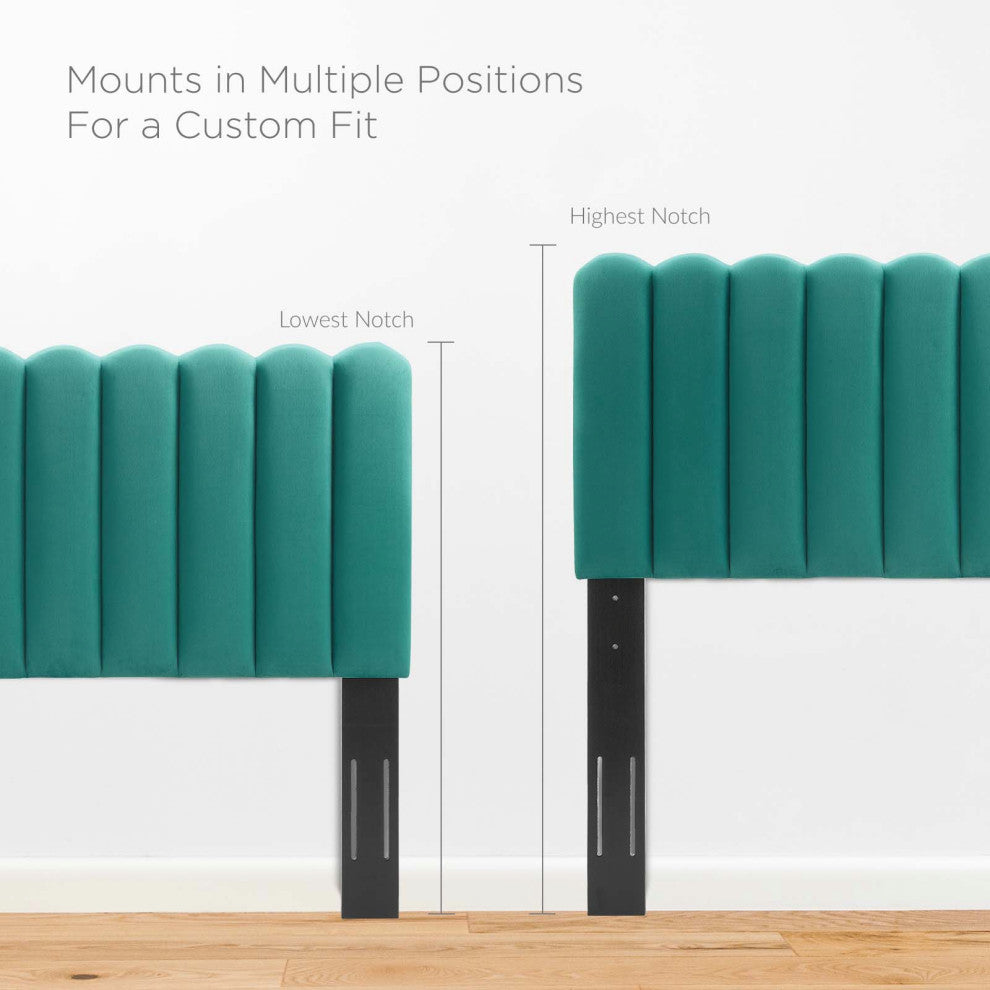 Headboard, Full Queen Size, Velvet, Teal Blue, Modern Contemporary, Bedroom