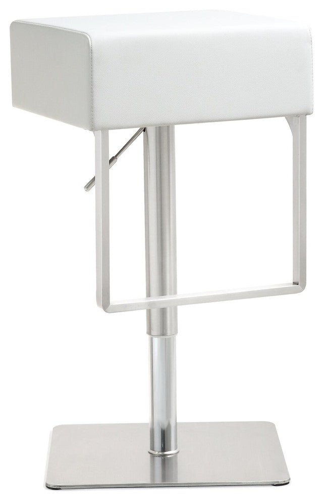 TOV Furniture Seville White Stainless Adjustable Barstool