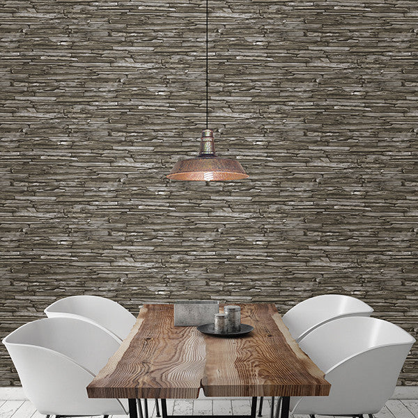 Stacked Slate Wallpaper, Green, Bolt