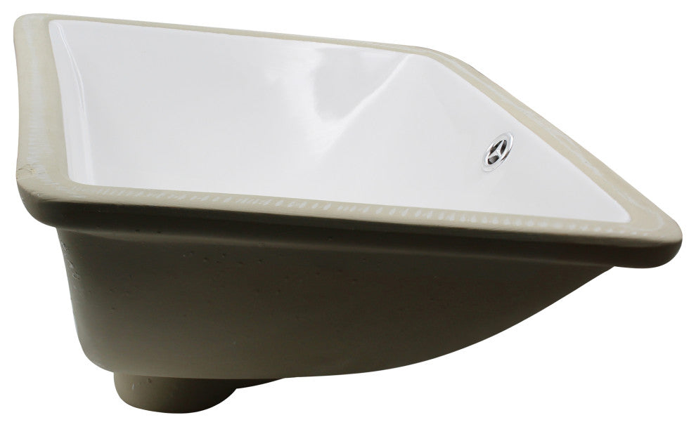 NP-U193902 Rectangular Undermount White Porcelain Sink, Overflow Drain Options, Chrome