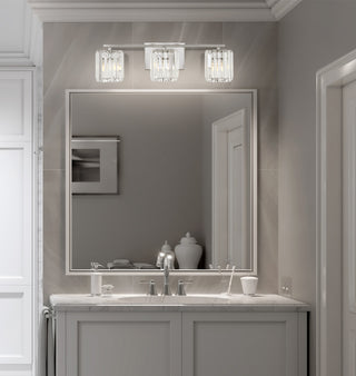 Coco Prism Vintage Metal/Glass Glam LED Vanity Light, Width: 23"