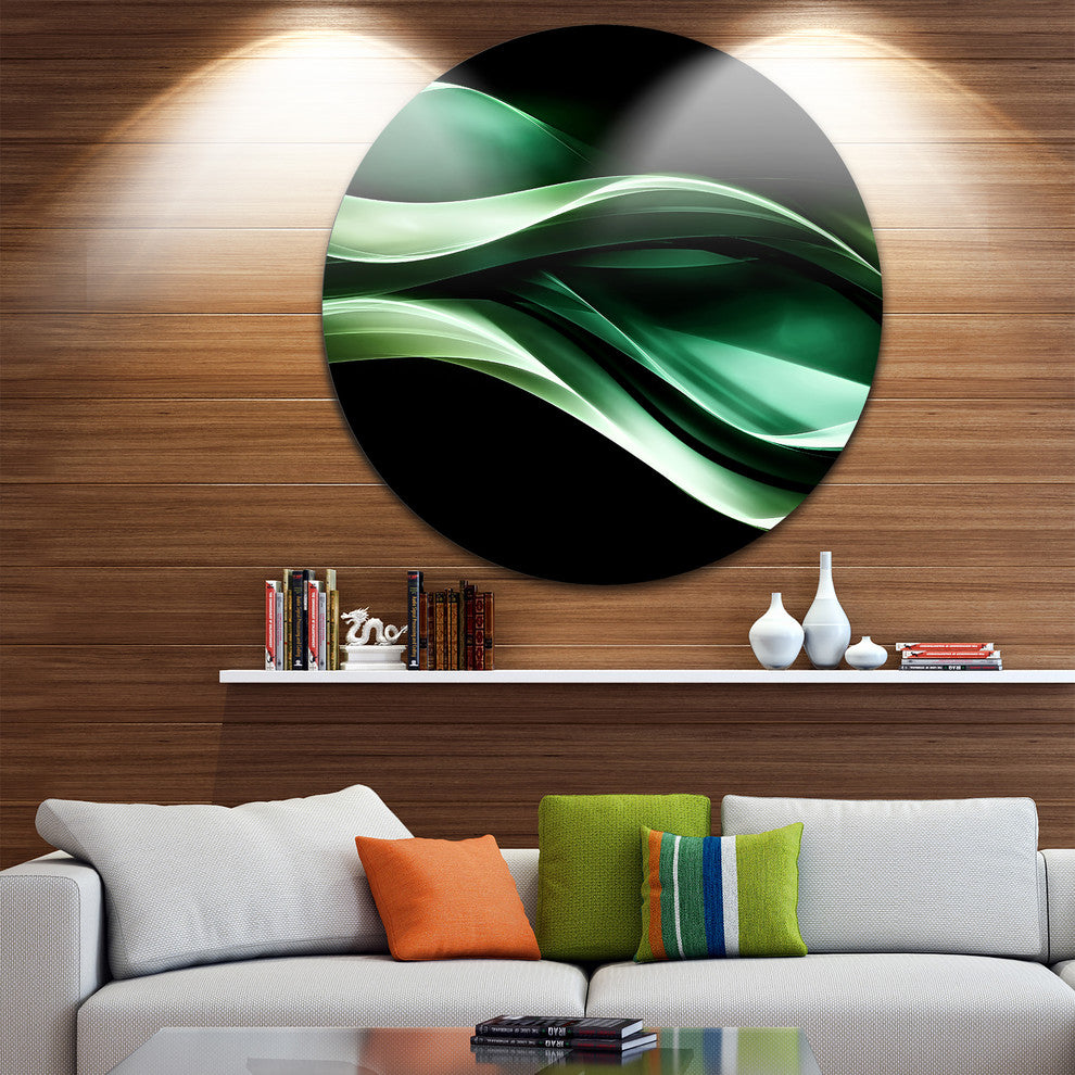 Glittering Green Pattern, Abstract Digital Art Disc Metal Wall Art, 36"