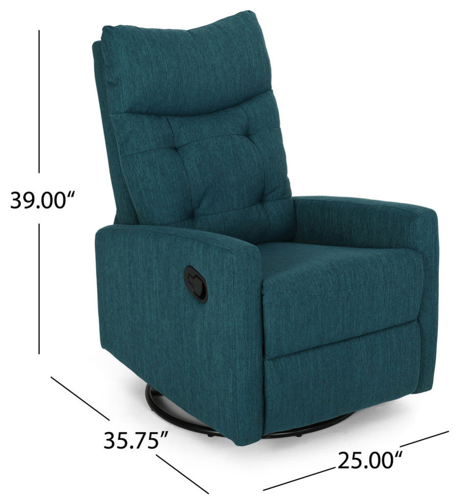 Ishtar Contemporary Glider Swivel Push Back Nursery Recliner, Teal