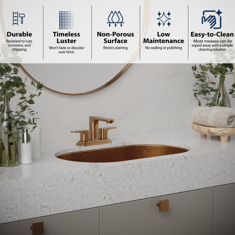 Karran Cinox Stainless Steel Oval Undermount Sink, Brushed Copper