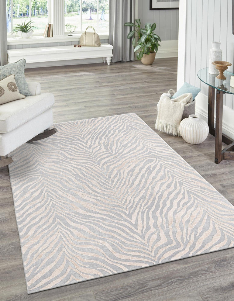 Unique Loom Meghan Finsbury Rug, Gray and Ivory, 5'3"x8'