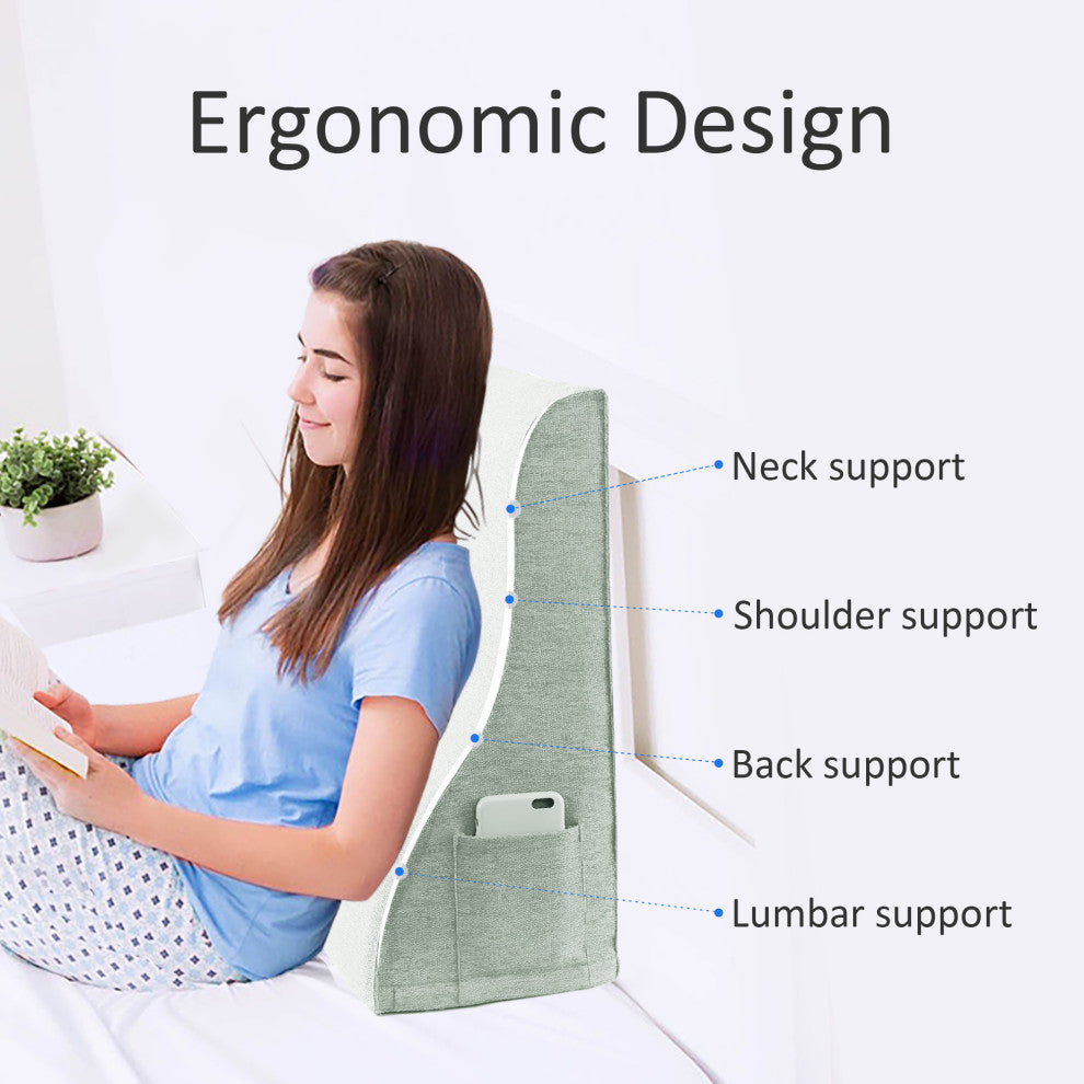 Reading Pillow Bed Foam Wedge Adult for Back Support, Off-White, 24x9x21