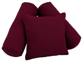 Solid Twill Throw Pillows With Inserts, 3-Piece Set, Burgundy