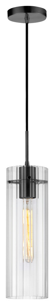 Patia Modern 1 Light Clear Matte Black Glass Pendant