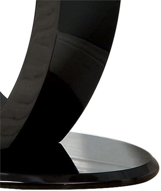 Benzara BM207924 Contemporary Glass Top Sofa Table with O Shape Base, Black