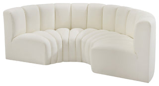 Arc Vegan Leather Upholstered 4-Pc. Inward Curved Modular Sectional, Cream