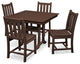 POLYWOOD Traditional Garden 5-Piece Farmhouse Dining Set, Mahogany