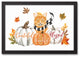 Kitty With Pumpkins 19.73 x 13.73 Black Framed Canvas