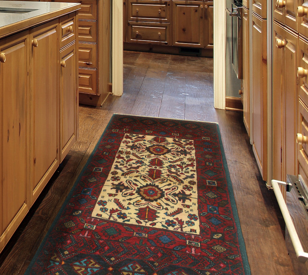 Fine Vintage Distressed Anuj Beige/Red Rug, 2'7x5'4