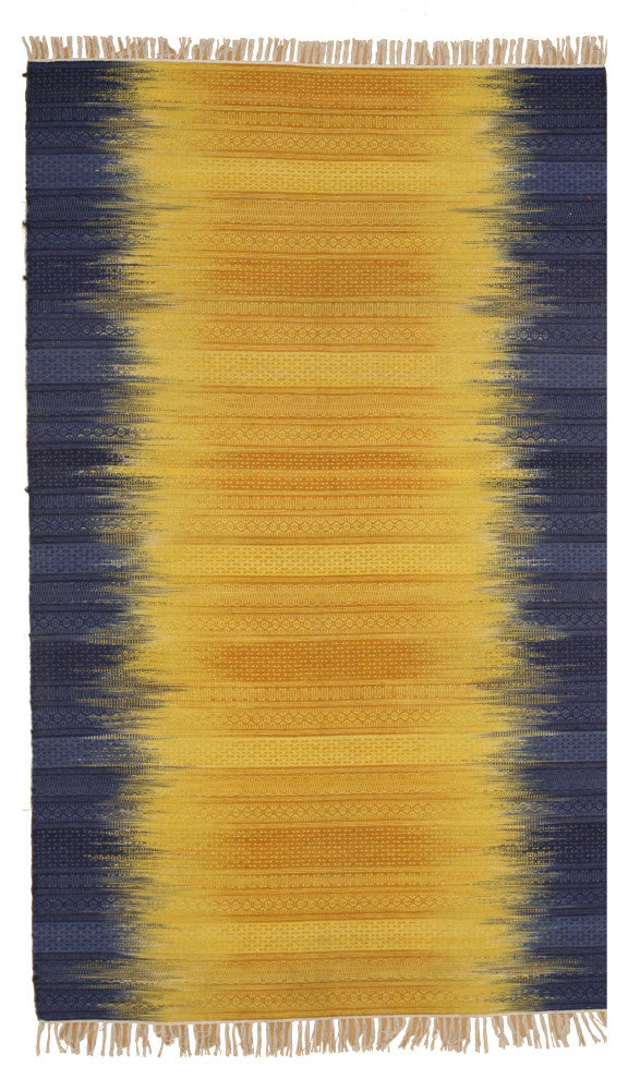 Handmade Wool Yellow Transitional Ombre Santa Fe Rug, 9'x12'