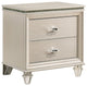 Nightstand with Textured 2 Drawers and Acrylic Legs, Pearl White