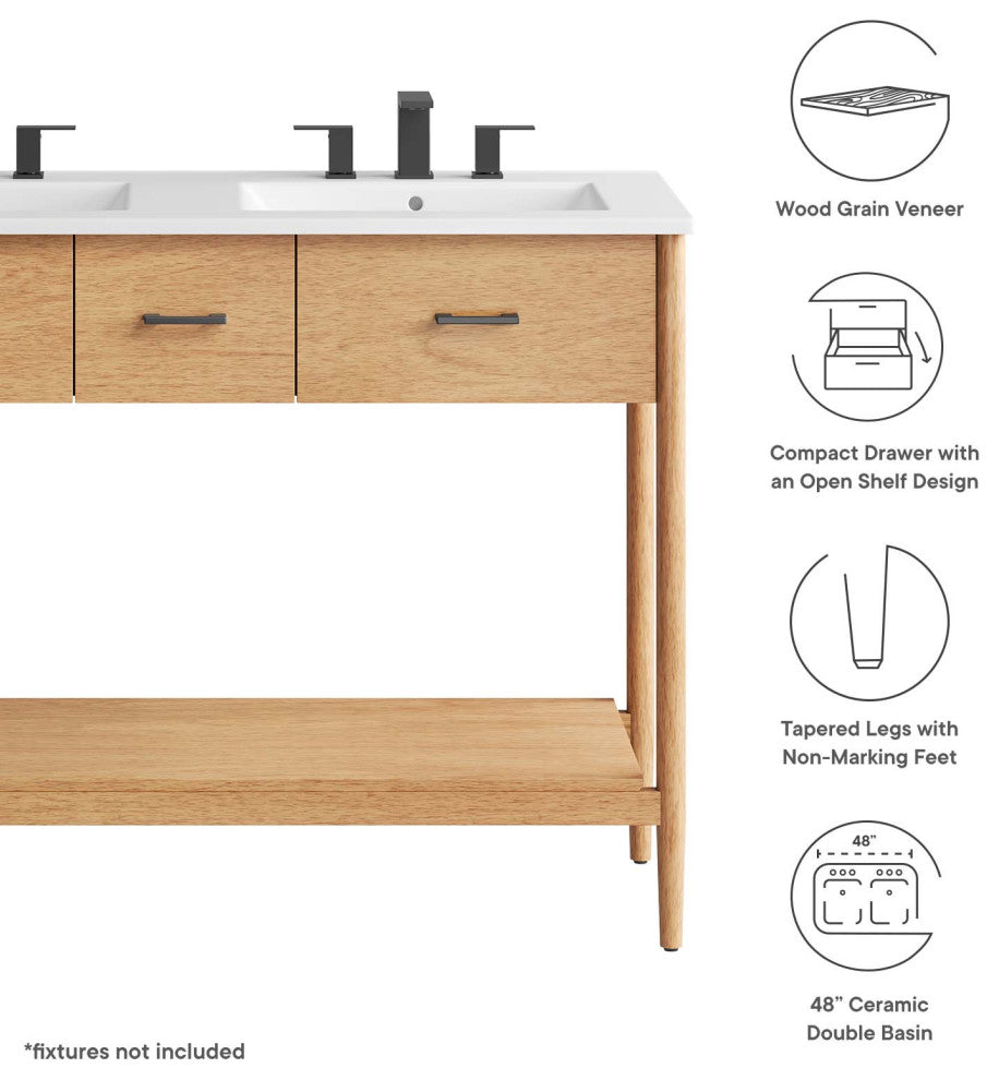 Zaire 48" Double Sink Bathroom Vanity - Natural White