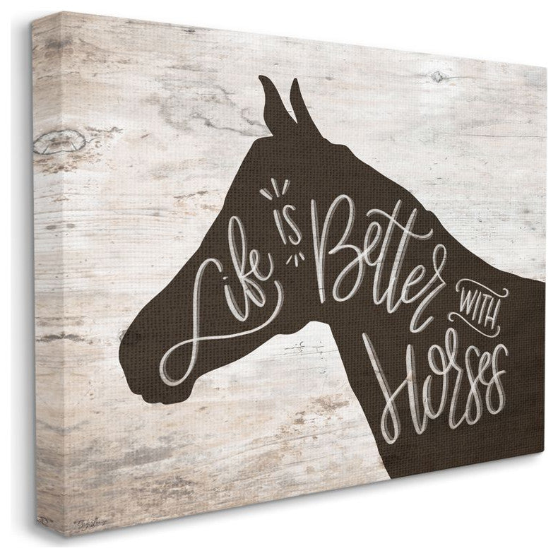 Better With Horses Wood Texture Farm Animal Design, 16"x20"